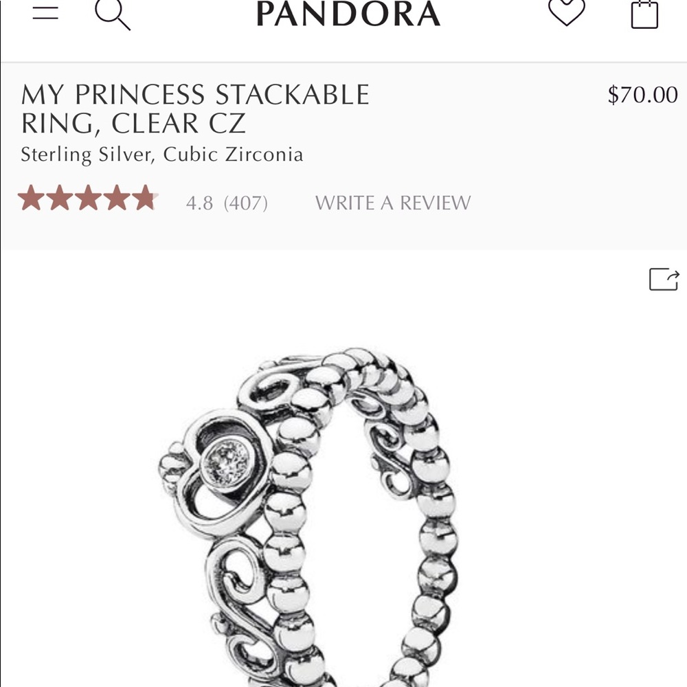 My princess stackable PANDORA ring